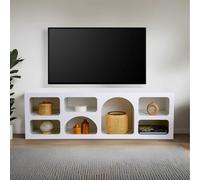 Ferlis buffet bas 7 niches design organique blanc 160x50cm