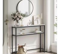 Buffet bas à 2 étagères - 120 x 20 x 80 cm - Bois rustique, marron foncé ou blanc/noir maritime