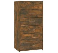 Buffet bas,armoire commode Buffet avec 6 tiroirs,meuble de rangement Chêne fumé 50x34x96cm Bois d'ingénierie 1529508 FrenchDays