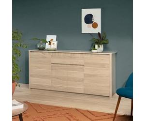 Buffet Bas BETTY - Chêne Dakota - 4 portes, 1 tiroir - 185 x 46 x 85,5 cm