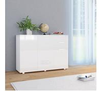 Buffet bas - Blanc brillant - 3 portes - 2 tiroirs - Contemporain