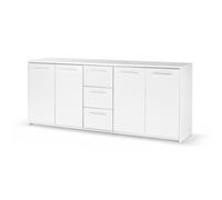 Buffet bas - Blanc mat - 4 portes 3 tiroirs - L 179 x P 42 x H 74,5 cm