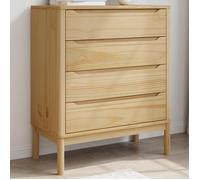 Buffet bas Brun - Commode RANGEMENT - FLORO cire marron bois de pin massif 76.5x39x90.5 cm A14516