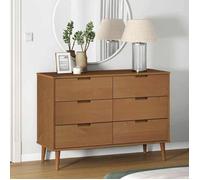 Buffet bas Brun - Commode RANGEMENT - MOLDE Marron 113x40x80 cm Bois de pin massif A14582