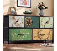 Buffet bas - Buffet de slaon 100x30x55.2 cm - Buffet avec 5 tiroirs - Métal noir - Style vintage industriel - Armoire haute