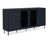 Buffet bas CARACAS Décor navy 2 portes vitrées 2 portes L180 H90 P40 cm Bleu Bleu