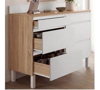 IDMarket - Buffet Bas casserolier de Cuisine 120 cm Claude Bois et Blanc