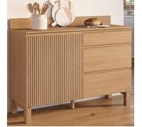 Buffet bas casserolier de cuisine 120 cm JULIETTE effet lattes