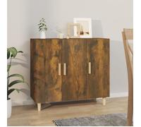 vidaXL Buffet bas Chêne fumé 90x34x80 cm – 3 portes – Bois d'ingénierie – Style classique