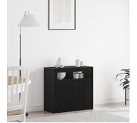 vidaXL Buffet rectangulaire avec LED Chêne noir 80×35×75 cm Bois d'ingénierie