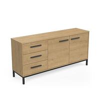 Demeyere Buffet bas Craft Original 2 portes 3 tiroirs Pin finitions noires 152,5 x 39,5 x 72,3 cm