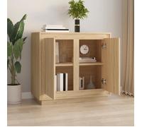 Buffet bas - CUQUE - Chêne sonoma - 80x34x75 cm - Bois d'ingénierie - 4 portes