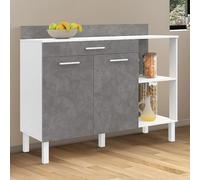 Buffet bas de cuisine 120 cm cina plan de travail h.83 cm 2 portes + tiroir blanc et effet béton