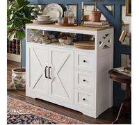 Buffet Bas de Cuisine 40x100x105cm en MDF Blanc Style Scandinave Chic 3 Tiroirs & 2 Portes avec Niche Meuble d'Entrée Buffet
