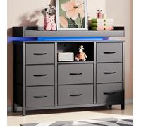 Buffet bas de salon - Buffet bahut - 8 tiroirs 1 étagère - LED intégré 7 couleurs - Meuble TV - 108x30x82 cm - Cadre en métal - Noir