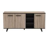 Buffet bas Décor chene brossé et mat Contemporain WAYNE L 160 7 cm Noir
