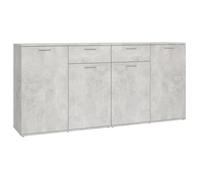 Buffet bas - DILWE - 160x36x75 cm - Gris béton - 4 portes - 2 tiroirs