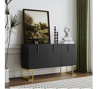 Buffet bas - DREAMMESPACE - 3 portes - Métal noir - Étagères réglables - Design moderne