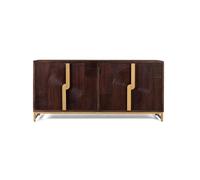 Buffet bas en bois massif - 4 portes - Détails dorés - Style Art déco - Manguier massif - 175x80x47 cm