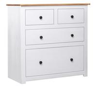 Buffet bas en bois massif blanc laqué - VIDAXL - Gamme Panama - 4 portes et tiroirs - 80x40x83 cm