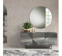 Buffet bas en verre miroir fumé et coffret anthracite ARTE180 - Madia - 3 portes