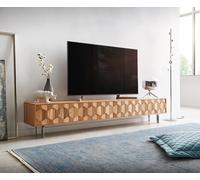 Buffet bas Fevo 220 cm acacia nature 4 portes flottant