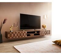 Buffet bas Fevo 240 cm acacia marron 4 portes flottant