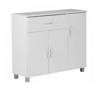 Buffet bas - FINEBUY - Blanc - Bois massif - 90cm x 75cm x 30cm - 1 tiroir et 3 portes