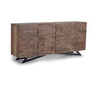Buffet Bas - Giner y Colomer - Acacia Massif - Sculpté - Patine Noire - 4 Portes