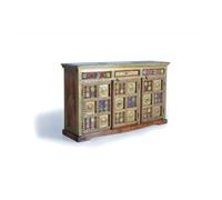 Buffet Bas - Giner y Colomer - Bois d'Acacia - Laiton Sculpté - Maïolique