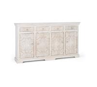 Buffet Bas - Giner y Colomer - Bois Massif - Blanc Vieilli - 4 Portes - 4 Tiroirs