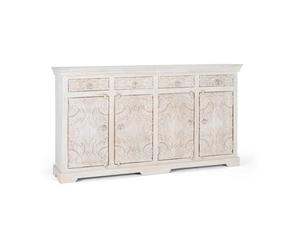 Buffet Bas - Giner y Colomer - Bois Massif - Blanc Vieilli - 4 Portes - 4 Tiroirs