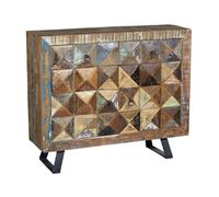 Buffet Bas - GINER Y COLOMER - Bois Recyclé - Multicolore - 2 Tiroirs - 2 Portes
