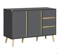 Buffet bas - HOMCOM - meuble rangement sur pieds style scandinave 2 portes 3 tiroirs - bois - 120x40x80cm - gris anthracite