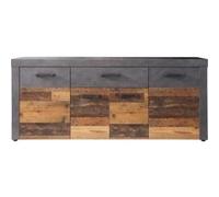 Buffet bas INDY 4 Portes et 1 Tiroir Mélaminé bois vieilli et mat L 178 P 40 H 77 Bois