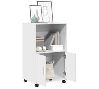 Buffet bas - JILI - Blanc Armoire à roulettes - pour salon - blanc 55x40x91 cm bois d’ingénierie FR342
