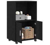 Buffet bas - JILI - Noir Cabinet Roulant Chêne noir 55 x 40 x 91 cm Bois d'ingénierie FR419