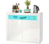 Buffet bas LED contemporain blanc laqué brillant - L 108 cm