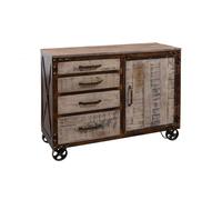 Buffet bas Manguier brun laqué massif 120x46x92 cm (BxTxH) bois massif HEAVY INDUSTRY #225