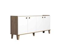 Hanah Home Buffet scandinave SUMER 4 portes 180 x 78 x 41 cm Chêne / Blanc