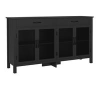 Buffet bas - meuble de rangement - HOMCOM - 4 portes étagères réglables 2 tiroirs style industriel - bois - 150x40x85cm - noir