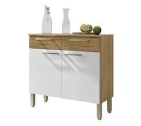 Buffet bas NALA 2 portes 2 tiroirs chêne/ blanc L90,9 x P36,3 x H86 cm