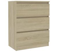 Buffet bas - OVONNI - MODE - Chêne sonoma - 3 tiroirs - Design contemporain