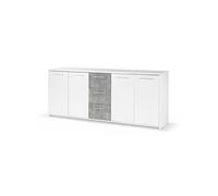 Buffet bas Panneau de particules et décor béton 4 portes 3 tiroirs L 179 P 42