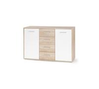 Buffet bas PILVI 2 portes et 4 tiroirs et chene sonoma L 122 6 P 34 2 H 81 1 cm B
