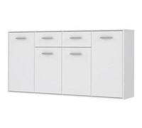 Buffet bas PILVI 4 portes et 2 tiroirs mat L 162 3 P 34 2 H 88 1 cm Blanc