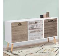 Buffet bas scandinave 113 cm BAHIA 3 portes Blanc