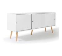 IDMarket - Buffet Bas scandinave 135 cm Effie 3 Portes Bois Blanc