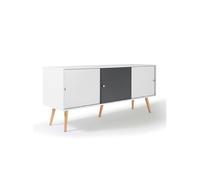 Buffet Effie Scandinave 3 Portes Bois Blanc Et Gris