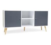 Buffet Effie Scandinave 2 Portes Bois Blanc Et Gris